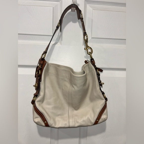 Vintage Coach Hobo Carly Bag with Brass Details Creamy White L0773-11636 - Picture 3 of 14